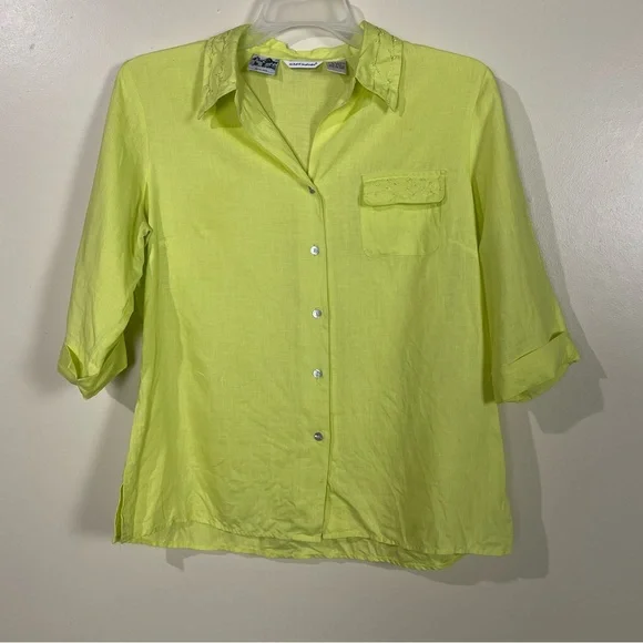 Richard Malcolm Tops | Richard Malcolm Bright Green Irish Lenin Short Sleeves Button Down Shirt Size Xl | Color: Green | Size: Xl | Borjoboutique's
